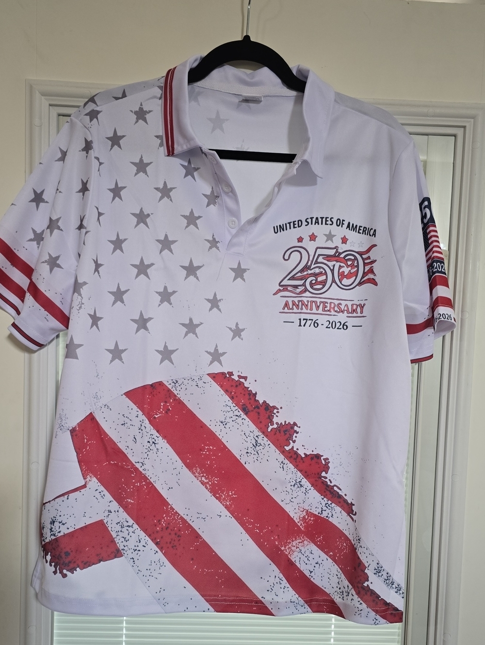 New, Never Woen - Men's White and Red 250th Anniversary Polo Shirt